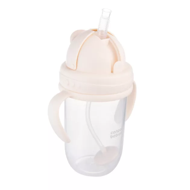 Canpol babies Súlyozott szívószálas itatópohár, 270ml, krémszín