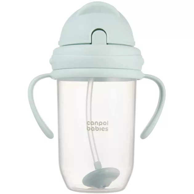 Canpol babies Súlyozott szívószálas itatópohár, 270ml, menta