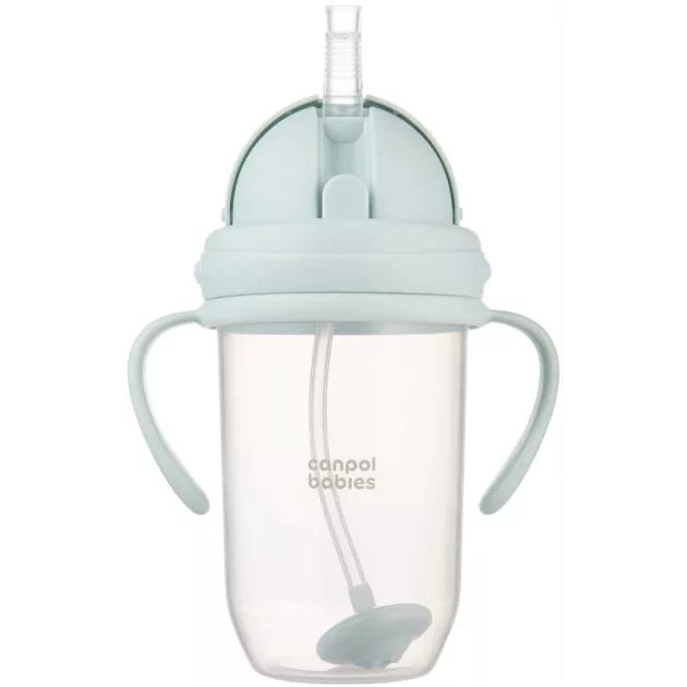 Canpol babies Súlyozott szívószálas itatópohár, 270ml, menta
