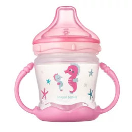   Canpol babies Cseppmentes itatópohár szilikon kifolyóval, 180 ml, LOVE&SEA, rózsaszín
