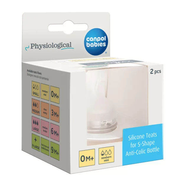 Canpol babies Szilikon etetőcumi az S-alakú cumisüvegekhez, 0hó+, 2db, mini