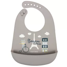   Canpol babies Szilikon zsebes előke, BONJOUR PARIS - navy bézs
