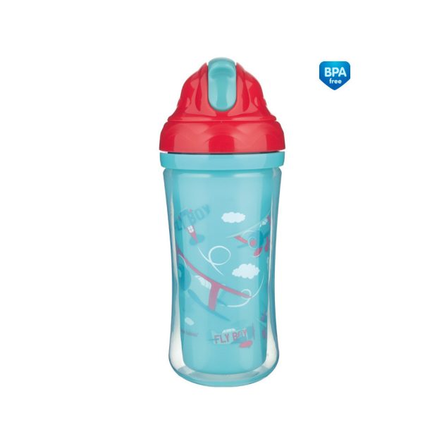 Canpol babies Sport Pohár Szilikon Flip Top Szívószállal 260ml repülők