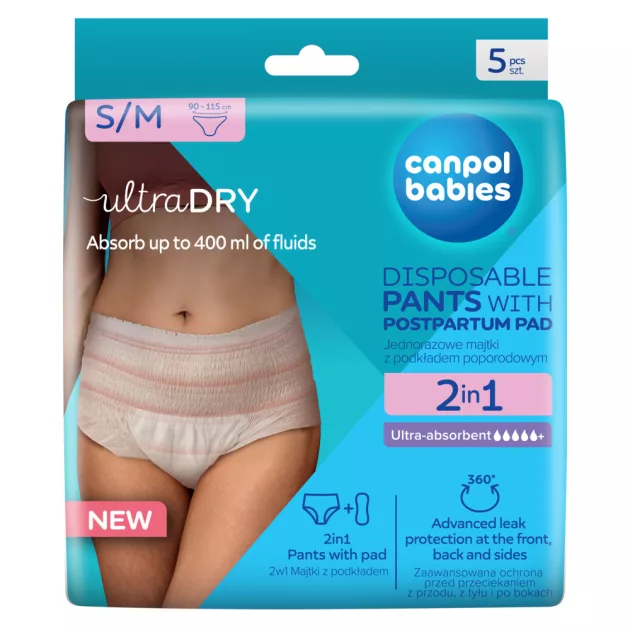Canpol babies 2az1ben szülés utáni pelenka 5db - S/M