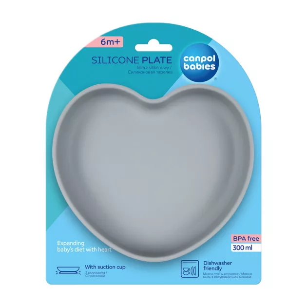 Canpol babies Szilikonos tányér tapadókoronggal, HEART - kék