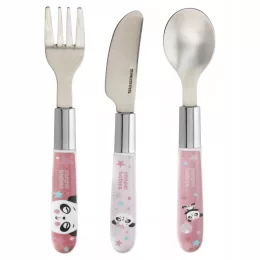   Canpol babies Rozsdamentes acél, evőeszköz készlet - pink
