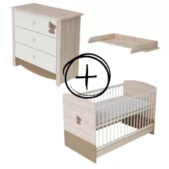   Todi Teddy 70x140-es átalakítható babaágy + Teddy 3 fiókos komód + pelenkázó toldalék