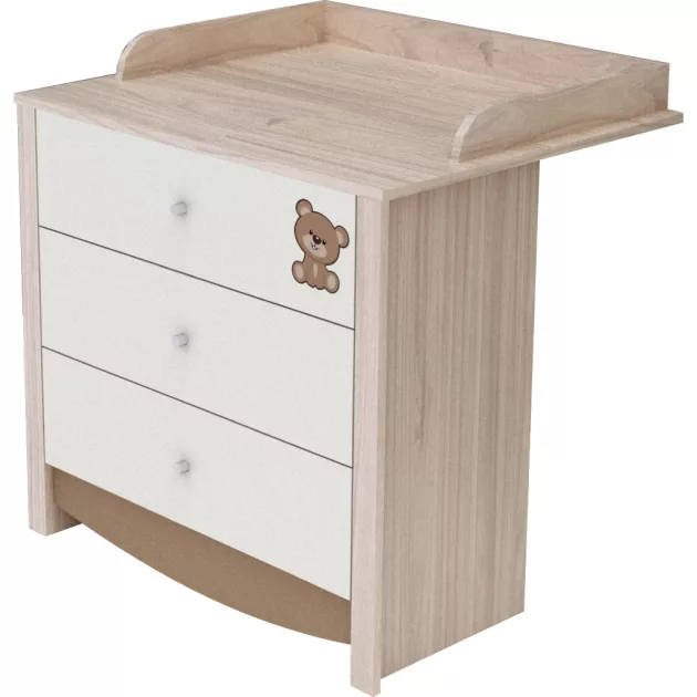 Todi Teddy 70x140-es átalakítható babaágy + Teddy 3 fiókos komód + pelenkázó toldalék