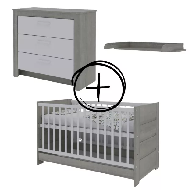 Todi Cube 2 70x140-es átalakítható babaágy + Cube 2 3 fiókos komód + pelenkázó toldalék