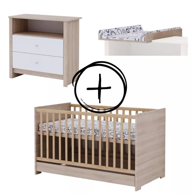 Todi Classic 70x140-es átalakítható babaágy + Classic komód + pelenkázó toldalék