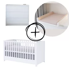   Todi Elegant 3 fiókos komód + 70x140-es átalakítható babaágy + standard pelenkázó toldalék