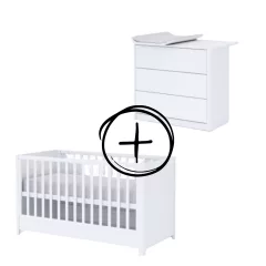   Todi Elegant 3 fiókos komód + 70x140-es átalakítható babaágy + íves pelenkázó toldalék