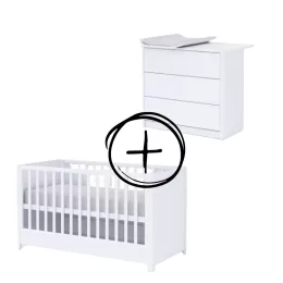   Todi Elegant 3 fiókos komód + 70x140-es átalakítható babaágy + íves pelenkázó toldalék