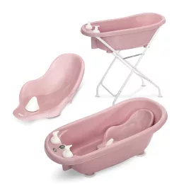   Lorelli kád leeresztő dugóval, babatartóval 88 cm + kádállvány - Nordic Pink
