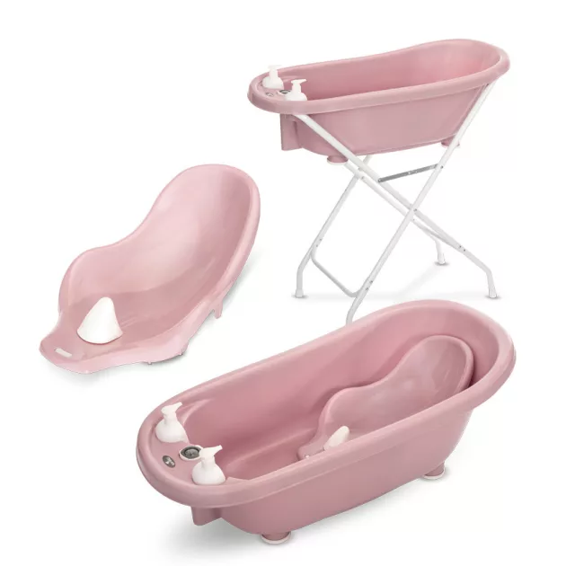 Lorelli kád leeresztő dugóval, babatartóval 88 cm + kádállvány - Nordic Pink