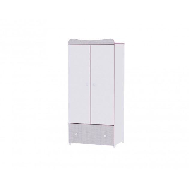 Lorelli Maxi Plus kombi ágy 70x160 + Komód + Exclusive szekrény - White & Pink Crossline