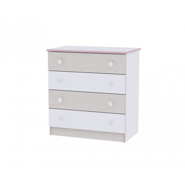 Lorelli Dream kiságy 60x120 + Komód + Exclusive szekrény - White & Pink Crossline
