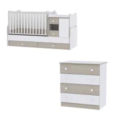 Lorelli MiniMax kombi ágy 72x190 + Komód - White & Amber