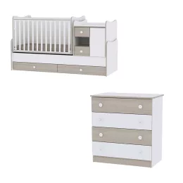 Lorelli MiniMax kombi ágy 72x190 + Komód - White & Amber