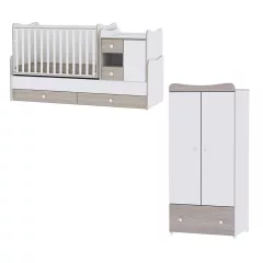  Lorelli MiniMax kombi ágy 72x190 + Exclusive szekrény - White & Amber