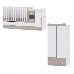   Lorelli MiniMax kombi ágy 72x190 + Exclusive szekrény - White & Amber