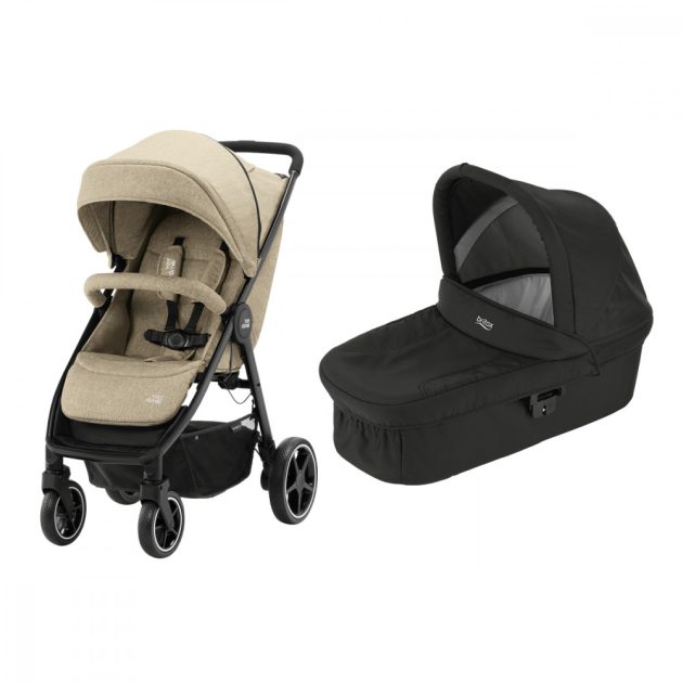 Britax Römer B-Agile M sport babakocsi - Linen Beige+merevfalú mózeskosár - Cosmos Black