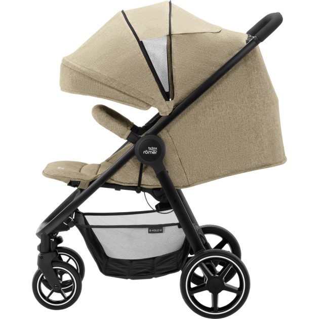 Britax Römer B-Agile M sport babakocsi - Linen Beige+merevfalú mózeskosár - Cosmos Black