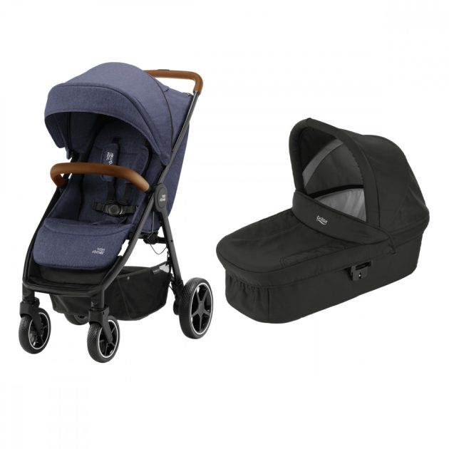 Britax Römer B-Agile R sport babakocsi - Navy Ink/Brown+merevfalú mózeskosár - Cosmos Black