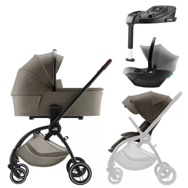 Britax Römer Rio Lux 2az1-ben babakocsi +Baby Safe Core hordozó + bázistalp - Urban Olive