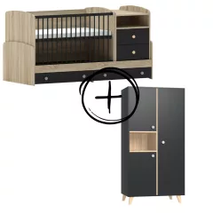   Faktum Colette Antracit Kombi babaágy - antracit szürke+2 osztású szekrény (8 doboz)