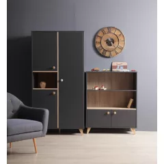   Faktum Colette Antracit Kombi babaágy - antracit szürke+2 osztású szekrény+széles nyitott tároló  (10 doboz)