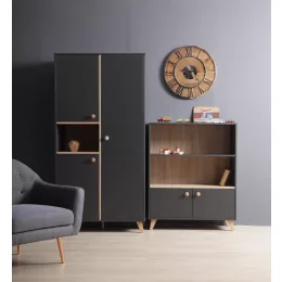   Faktum Colette Antracit Kombi babaágy - antracit szürke+2 osztású szekrény+széles nyitott tároló  (10 doboz)