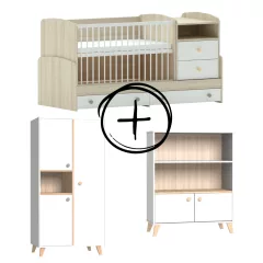   Faktum Colette Fehér Kombi babaágy  - fehér+2 osztású szekrény+ széles nyitott tároló (10 doboz)