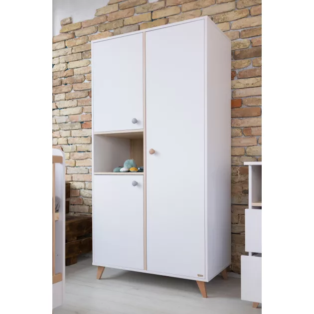 Faktum Colette Fehér Kombi babaágy  - fehér+2 osztású szekrény+ széles nyitott tároló (10 doboz)