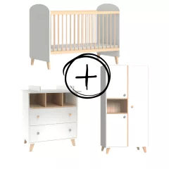   Faktum Colette Fehér 120x60-as babaágy - fehér+komód+toldalék+2 osztású szekrény (7 doboz)