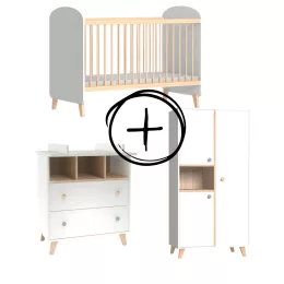   Faktum Colette Fehér 120x60-as babaágy - fehér+komód+toldalék+2 osztású szekrény (7 doboz)