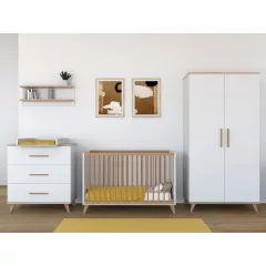   Faktum FLIP White & Oak 120-as babaágy +komód+2 osztású szekrény (6 doboz)