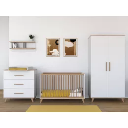   Faktum FLIP White & Oak 120-as babaágy +komód+2 osztású szekrény (6 doboz)