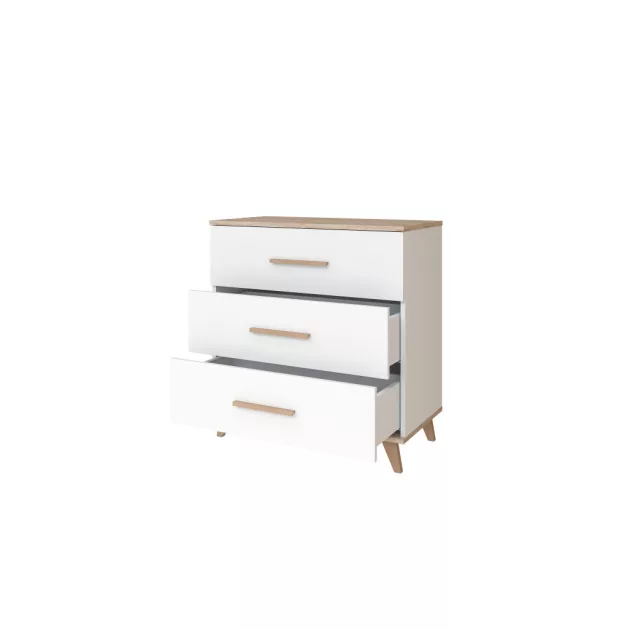 Faktum FLIP White & Oak 120-as babaágy +komód+2 osztású szekrény (6 doboz)