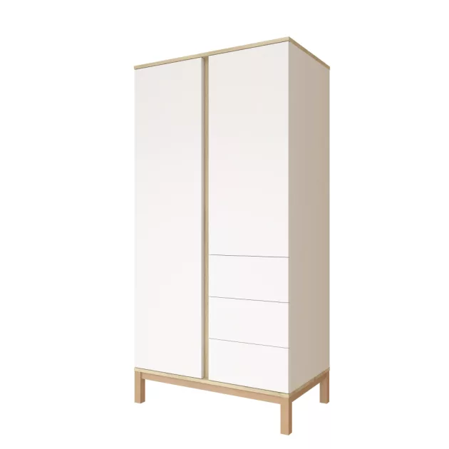 Faktum Loop White&Oak Átalakítható 140-es babaágy  - fehér+komód+toldalék+2 osztású szekrény  (8 doboz)