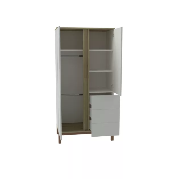 Faktum Loop White&Oak Átalakítható 140-es babaágy  - fehér+komód+toldalék+2 osztású szekrény  (8 doboz)