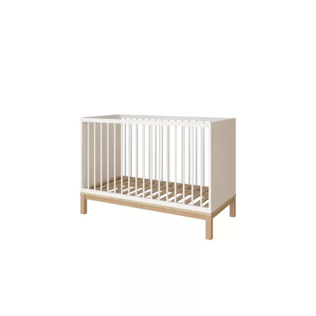 Faktum Loop White&Oak 120-as babaágy - fehér+komód+toldalék+3 osztású szekrény (9 doboz)