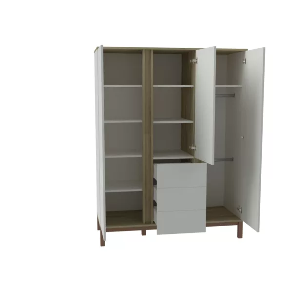 Faktum Loop White&Oak 120-as babaágy - fehér+komód+toldalék+3 osztású szekrény (9 doboz)