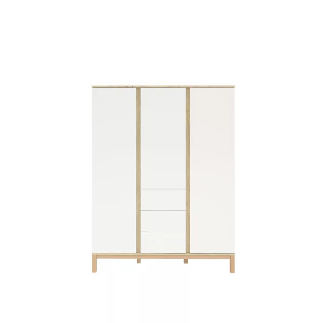Faktum Loop White&Oak 120-as babaágy - fehér+komód+toldalék+3 osztású szekrény (9 doboz)