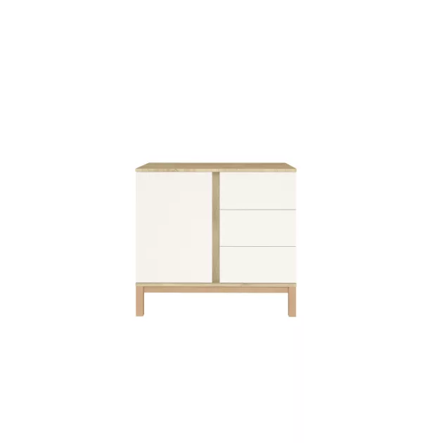 Faktum Loop White&Oak 120-as babaágy - fehér+komód+toldalék+3 osztású szekrény (9 doboz)