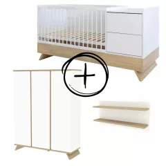   Faktum Sienna White Kombi babaágy (osztott)  - fehér+falipolc+3 osztású szekrény (9 doboz)