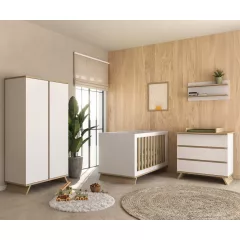   Faktum Sienna White Átalakítható 140-es babaágy  - fehér+komód(toldalékkal)+2 osztású szekrény (7 doboz)