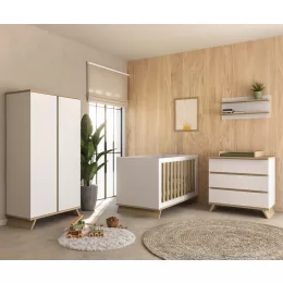   Faktum Sienna White Átalakítható 140-es babaágy  - fehér+komód(toldalékkal)+2 osztású szekrény (7 doboz)