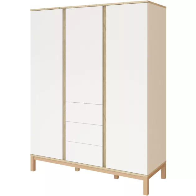 Faktum Loop White&Oak 3 osztású szekrény (5 doboz) - fehér