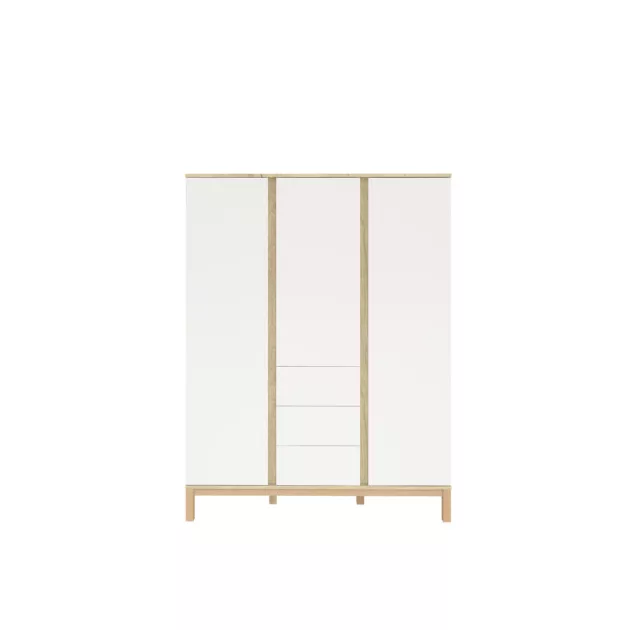 Faktum Loop White&Oak 3 osztású szekrény (5 doboz) - fehér